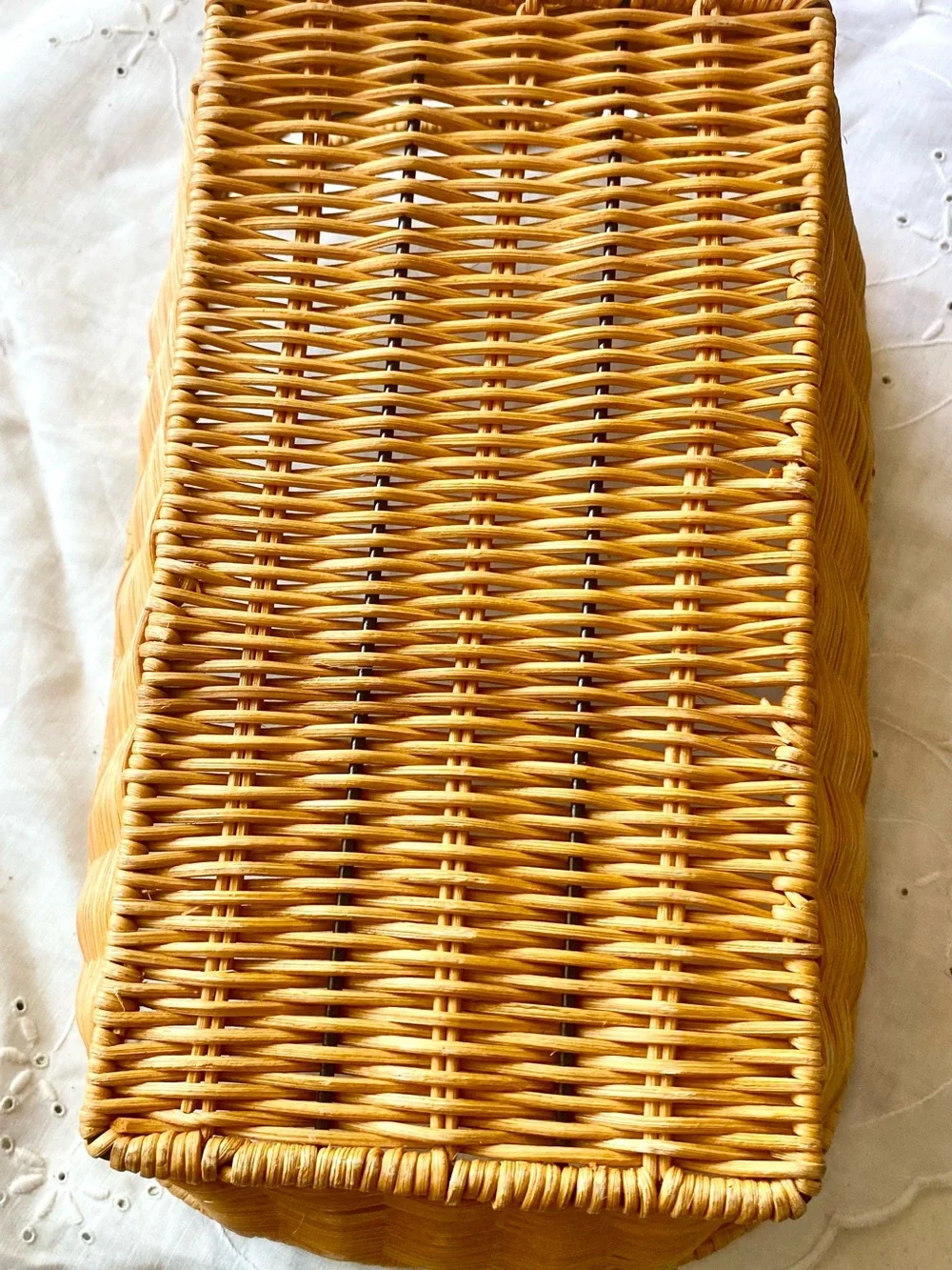 Woven Rattan Storage Basket with Handle - Tan